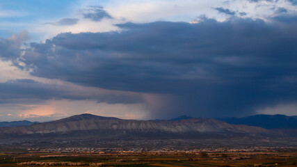 Fototapeta na wymiar Rainfall in Armenia.