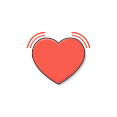 Love Heart Vector Icon Illustration. Red Heart Flat Icon