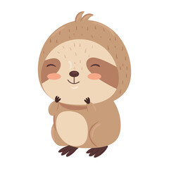 Fototapeta premium Kawaii sloth bear animal cartoon design, Cute character and nature theme Vector illustration