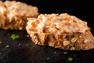 Salmon spread on bread