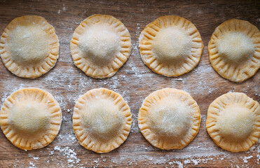 Fresh homemade ravioli stuffed with ricotta and spinach