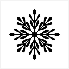 Snowflake icon isolated on white. Christmas and winter emblem. Stencil, scantling design. Vector stock illustration. EPS 10