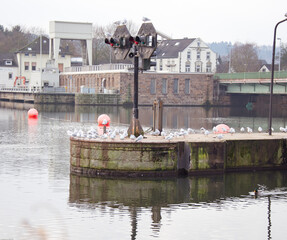 Schleuseneinfahrt und Ruhrbrücke in Kettwig