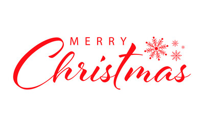 Merry christmas hand lettering calligraphy isolated red text on white background. Vector holiday illustration element. Merry Christmas card