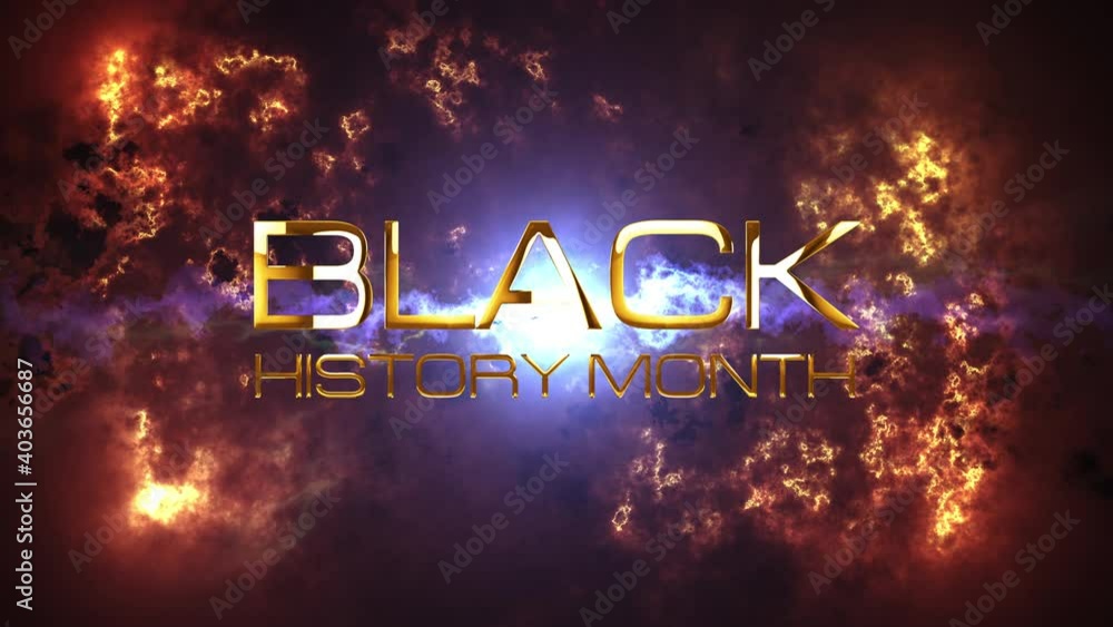 Poster black history month 3d cinematic abstract background. 4k 3d rendering seamless loop with golden blac
