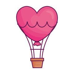 Heart hot air balloon design of love passion and romantic theme Vector illustration