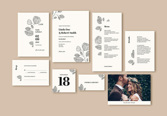 Wedding Suite Layout with Leaf Illustrations