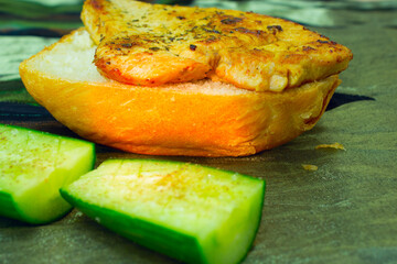 bread with meat and vegetables