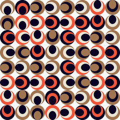 Modern vector abstract seamless geometric pattern with semicircles and circles in retro scandinavian style. Pastel colored simple shapes background.