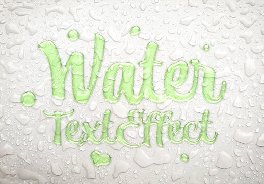 Water Text Effect with Raindrops Mockup