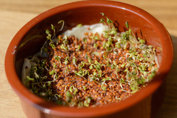 Cress Sprouts And Sprouts In A Bowl