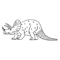 Triceratops. A series of prehistoric dinosaurs. Fossil animals in contour style