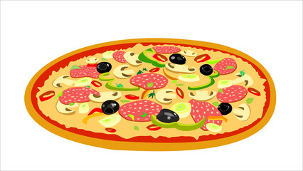 Pizza isolated on white background, illustration vector.