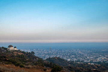 Panoramic view of Griffith Observatory and Los Angeles City