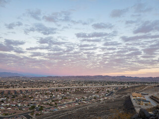 Sunset high angle time view of the Henderson cityscape