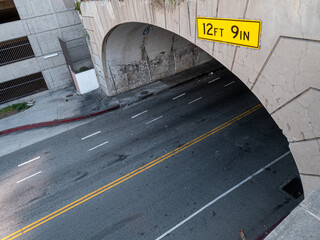 View of the entrance of a tunnel in downtown Los Angeles