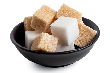 Brown and white sugar cubes.