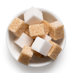 Brown and white sugar cubes.