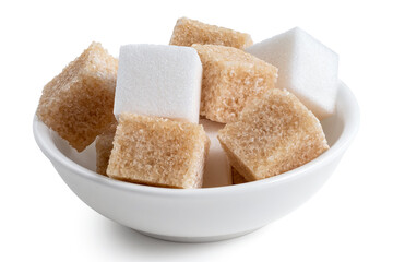 Brown and white sugar cubes.