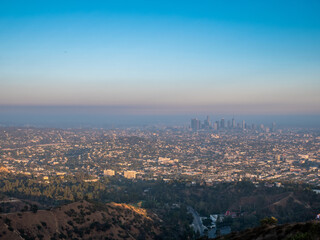 Top view of the city of Los Angeles during the summer