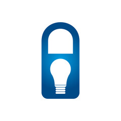 Light bulb in padlock. Light bulb idea logo design in lock. The lock used as security is closed and the lit bulb goes out. On a white background