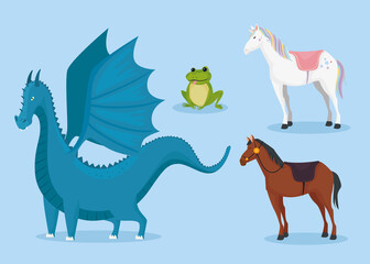 Fairytale cartoons icon set design, Fantasy magic and medieval theme Vector illustration