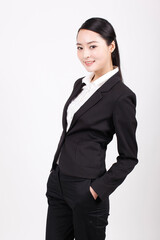 A young business woman in a suit