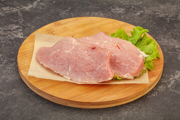 Raw pork steak for cooking