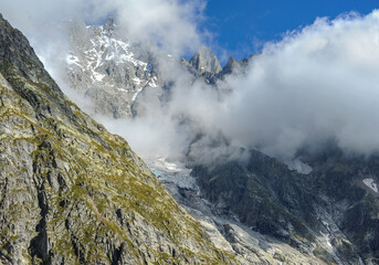 Mont Blanc is a mountain range in the Western Alps on the border of Italy and France, the highest peak in Europe. An 11 km long tunnel has been built under Mont Blanc, connecting neighboring states.  