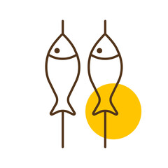 Fish roast on the barbecue grill vector icon