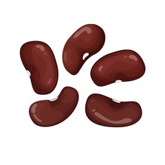 Red brans isolated on white background. Bright raw vegetable in flat style. Mexican ingredient, delicious nutritious.
