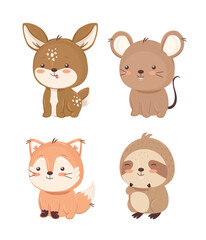 Kawaii animals cartoons symbol set design, Cute character and nature theme Vector illustration