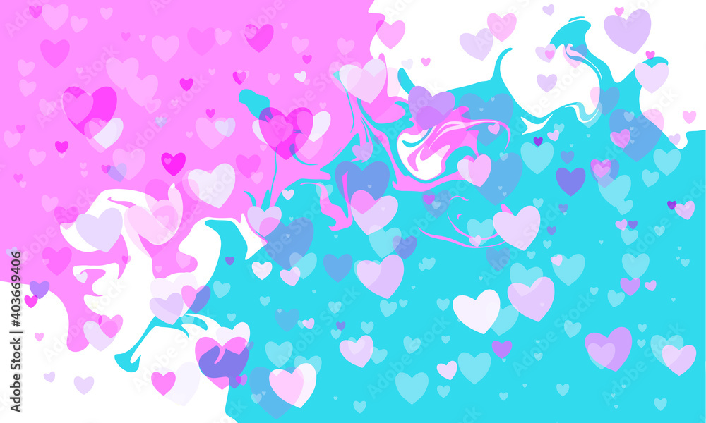 Poster st valentines day background with hearts and curves isolated on white background layered eps10 vecto