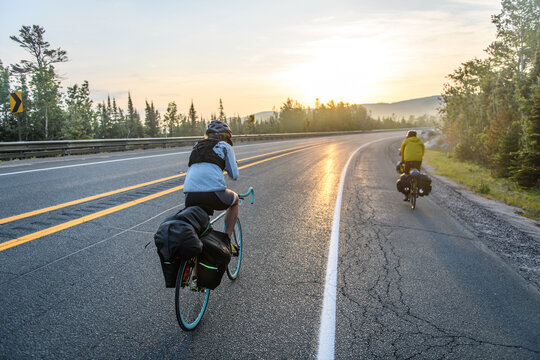 Cyclists on road, Ontario, Canada