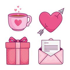 Love symbol set design of passion and romantic theme Vector illustration