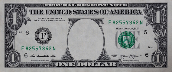 U.S. 1 dollar border with empty middle area