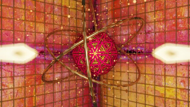 Abstraktes 3D Rendering, Hintergrundgrafik, Atomkern ~ Kernfusion ...
