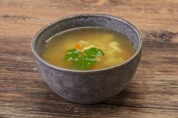 Tasty chicken soup with carrot