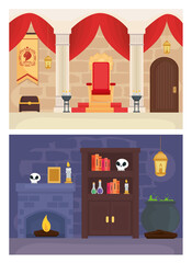 Fairytale king and magician landscapes design, Fantasy magic and medieval theme Vector illustration