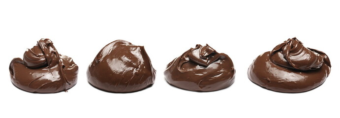 Set cream chocolate spread isolated on white background, clipping path