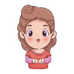 Girl cartoon with brown hair design, Kid childhood little and people theme Vector illustration