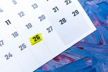 November 26 - Thanksgiving Day. November 2021 calendar. November monthly calendar on blue background