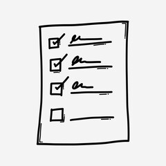 Check list doodle vector icon. Drawing sketch illustration hand drawn line eps10