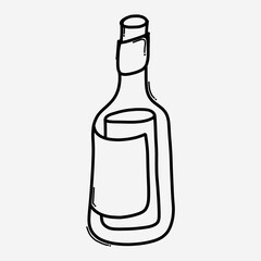 Wine bottle doodle vector icon. Drawing sketch illustration hand drawn line eps10