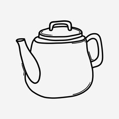 Teapot doodle vector icon. Drawing sketch illustration hand drawn line eps10