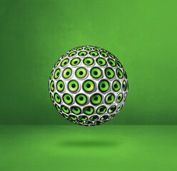 Speakers sphere on a green studio background