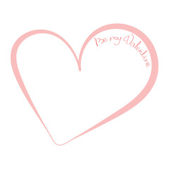 Handwritten text lettering in heart isolated on white background. Postcard. Element for your design. Valentine's Day. Be my Valentine