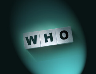 WHO on Wood blocks. World Health Organization. Institutions concept