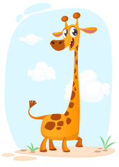 Naklejka premium Funny giraffe cartoon design. Vector illustration
