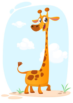 Funny giraffe cartoon design. Vector illustration